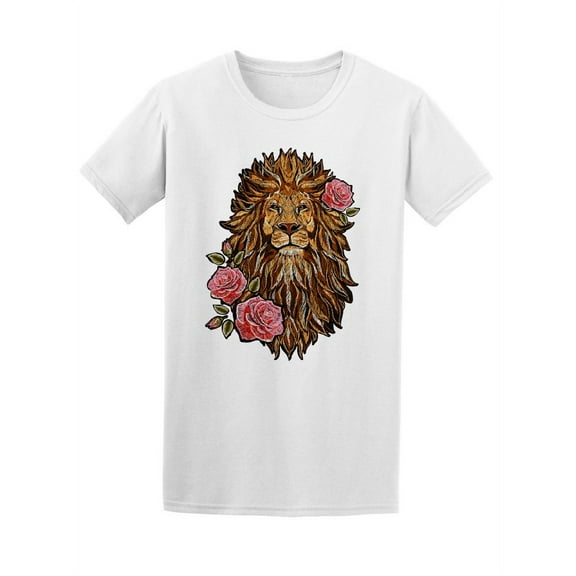 Colorful Lion With Flowers T-Shirt Women -Image by Shutterstock, Female Medium