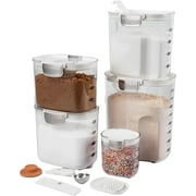 Progressive International ProKeeper+ 9 Piece Clear Plastic Airtight Food Flour and Sugar Baker's Kitchen Storage Organization Container Canister Set with Magnetic Accessories (White, 9-Piece)