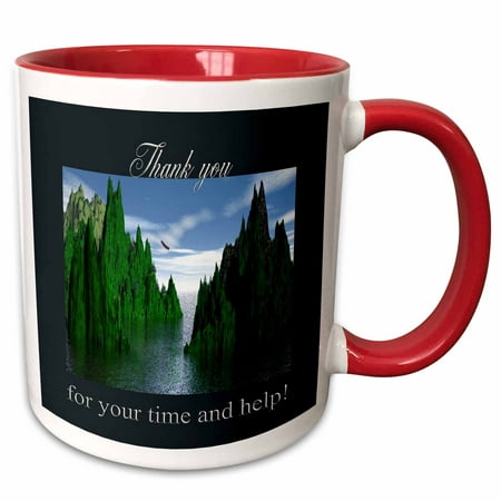 3dRose Thank you for your time and help, Bald Eagle Flying - Two Tone Red Mug,