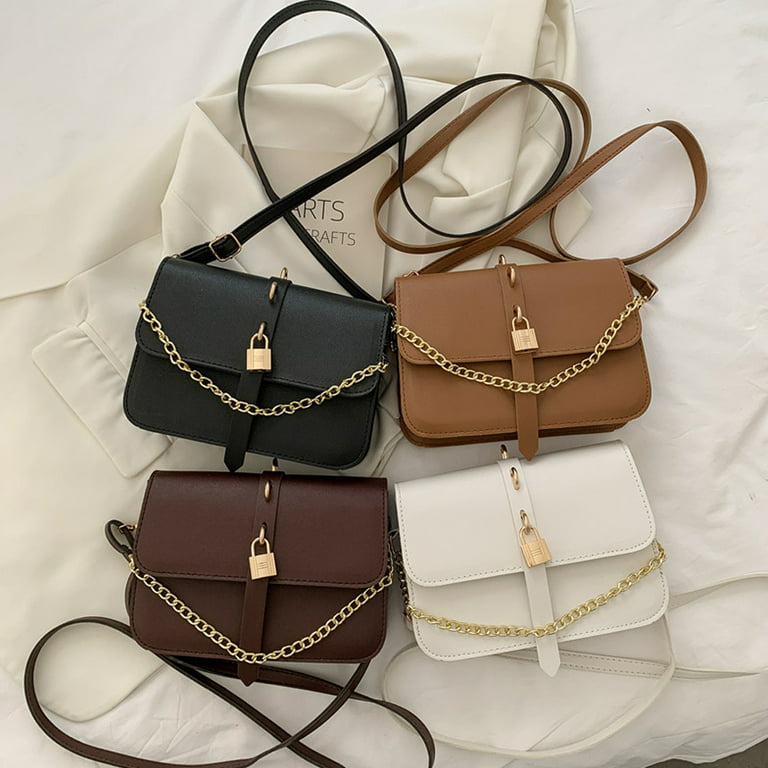 Small Metallic Glossy PU Leather Shoulder Bag Clutch Handbags for Women  Fashion Chain Ladies Purse (Orange): Handbags