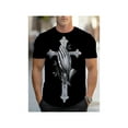 thumbnail image 1 of Men's athletic Cotton T-Shirt - Religious Cross & Praying Hands Graphic, Crew Neck, Slight Stretch Fabric, Comfortable Knit Sports Tee, 1 of 7