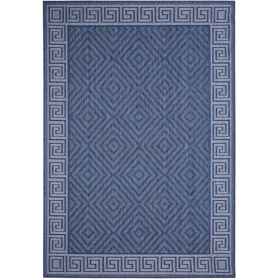 Contemporary Geometric Rug - 2 ft. x 3 ft., Midnight Blue, Indoor/Outdoor Bordered Rug, Fade Resistant, Water Proof Rug | Decorative Area Rugs