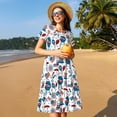thumbnail image 4 of Uemuo Fourth Of July Party Print Womens Summer Dress Casual Swing Short Sleeve Sundresses Beach A-line Shift Dress, 4 of 6