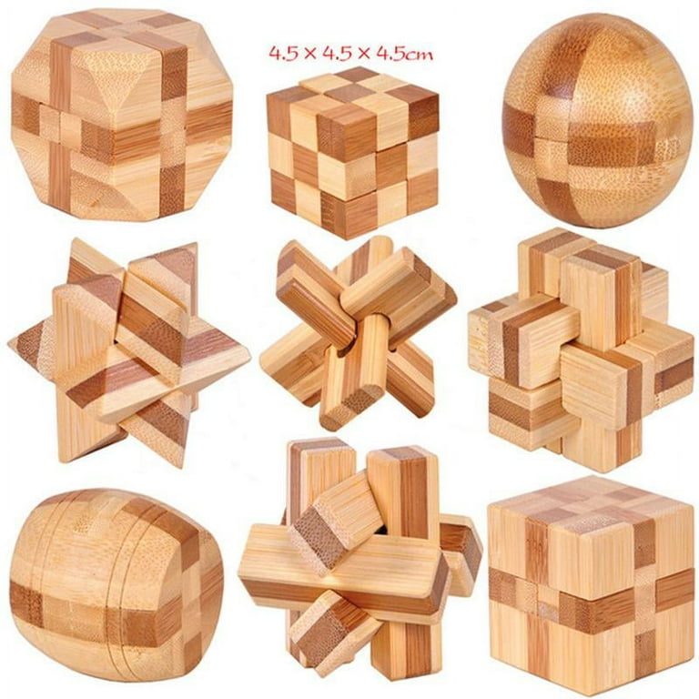 Boite de 3 puzzles en bois 20x20 cm, 9 pièces