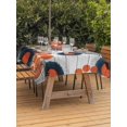 thumbnail image 3 of Outdoor Tablecloth with Umbrella Hole for Patio/Picnic/Party/Camping, Abstract Boho Waterproof Table Cloth Rectangle Table Cover Washable, Flowers Orange Polka Dots Grey Wood Plank (54"x 80"), 3 of 9