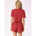 thumbnail image 4 of DARING DIVA Women's Rib Knit Short Sleeve Side Slits Pajama Sets L Red, 4 of 6