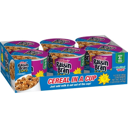 (6 Cups) Kellogg's Raisin Bran Crunch Breakfast Cereal 2.8 oz. 6 Ct Cup