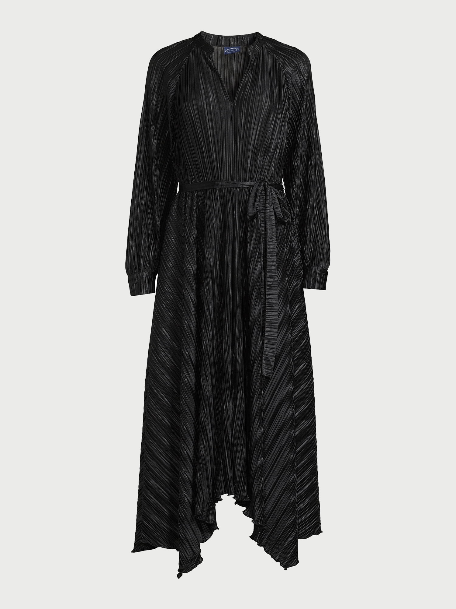 Scoop Women's Long Sleeve Plisse Midi Dress with Handkerchief Hem, Sizes  XS-XXL - Walmart.com