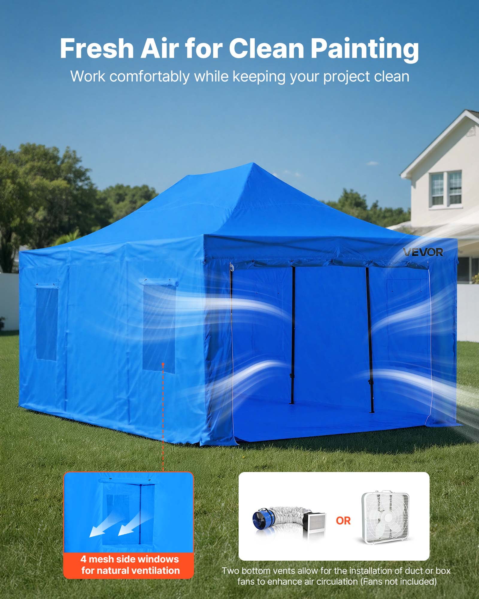 VEVOR Portable Paint Booth Tent, 231.1 x 156.7 x 70.08 inch Portable Garage Spray Tent, Waterproof Spray Booth with Foldable Frame Design & 4 Mesh Side Windows for Auto Parts, Furniture, Car Painting