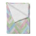 thumbnail image 2 of Pastel Soft Flannel Fleece Blanket, Soft Colored Realistic Parquet Wooden Floor Pattern Herringbone Country Home Print, Cozy Plush for Indoor and Outdoor Use, 70" x 90", Multicolor, by Ambesonne, 2 of 5