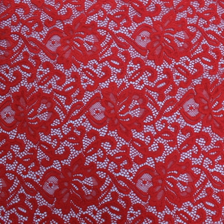 Red Rebecca Pattern Stretch Nylon Spandex Scallop Lace Fabric by the Yard