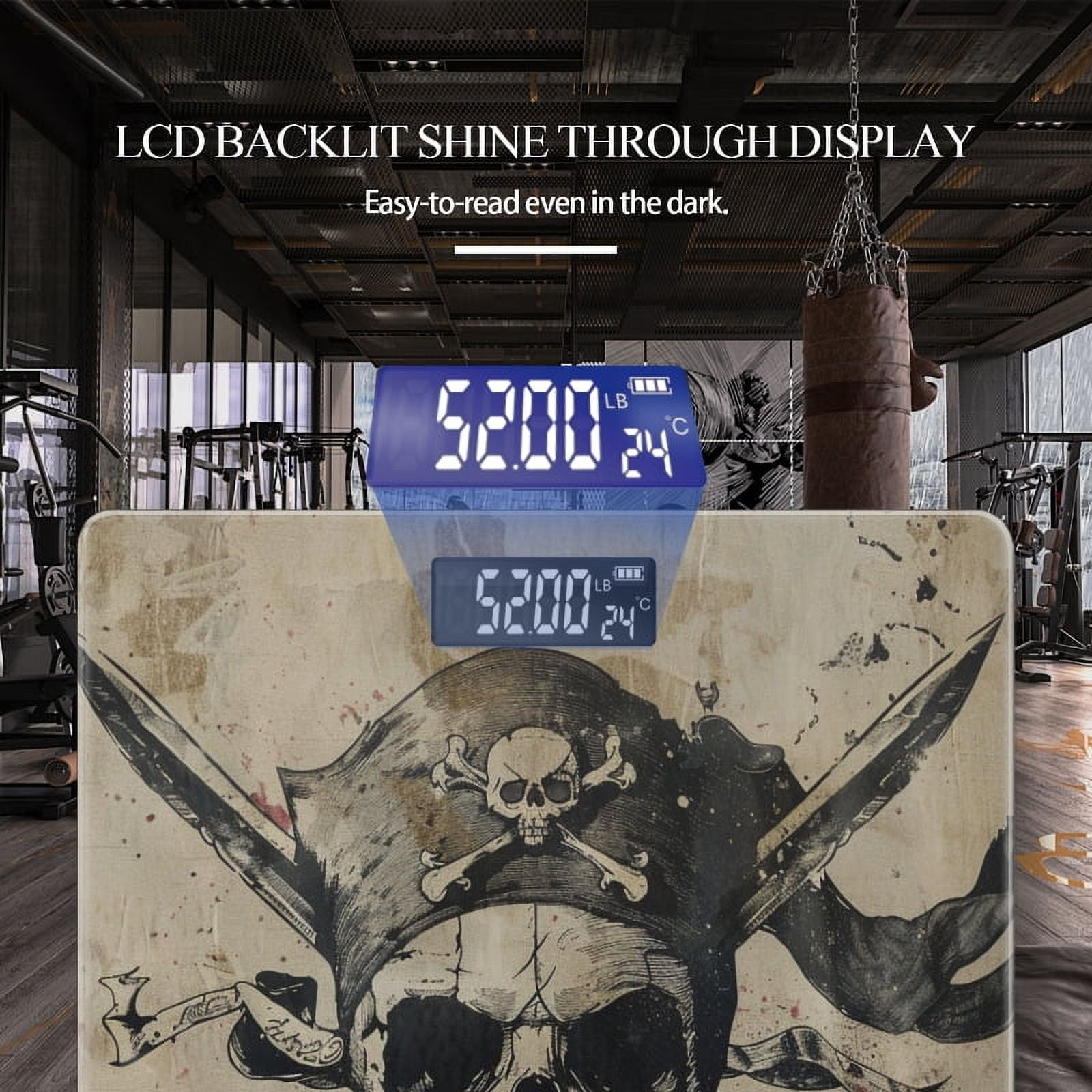 Bathroom Scale, Highly Accurate Digital Body Scale,Precisely Measures Weight up to 400 lbs-Pirate Flag With Crossed Sabers And Skull