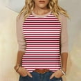 thumbnail image 2 of QIPOPIQ Hauts pour Femmes à Manches 3/4 d'Été Chemises Rayées Trois Quarts Chic Décontracté Tuniques Imprimées Hauts Blouses pour Femmes Liquidation, 2 of 5