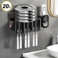 thumbnail image 4 of Toothbrush Holders Bathroom Decor With Toothpaste Dispenser, 3 Cups Toothbrush Holder Wall Mounted Bathroom Accessories - Black, 4 of 6