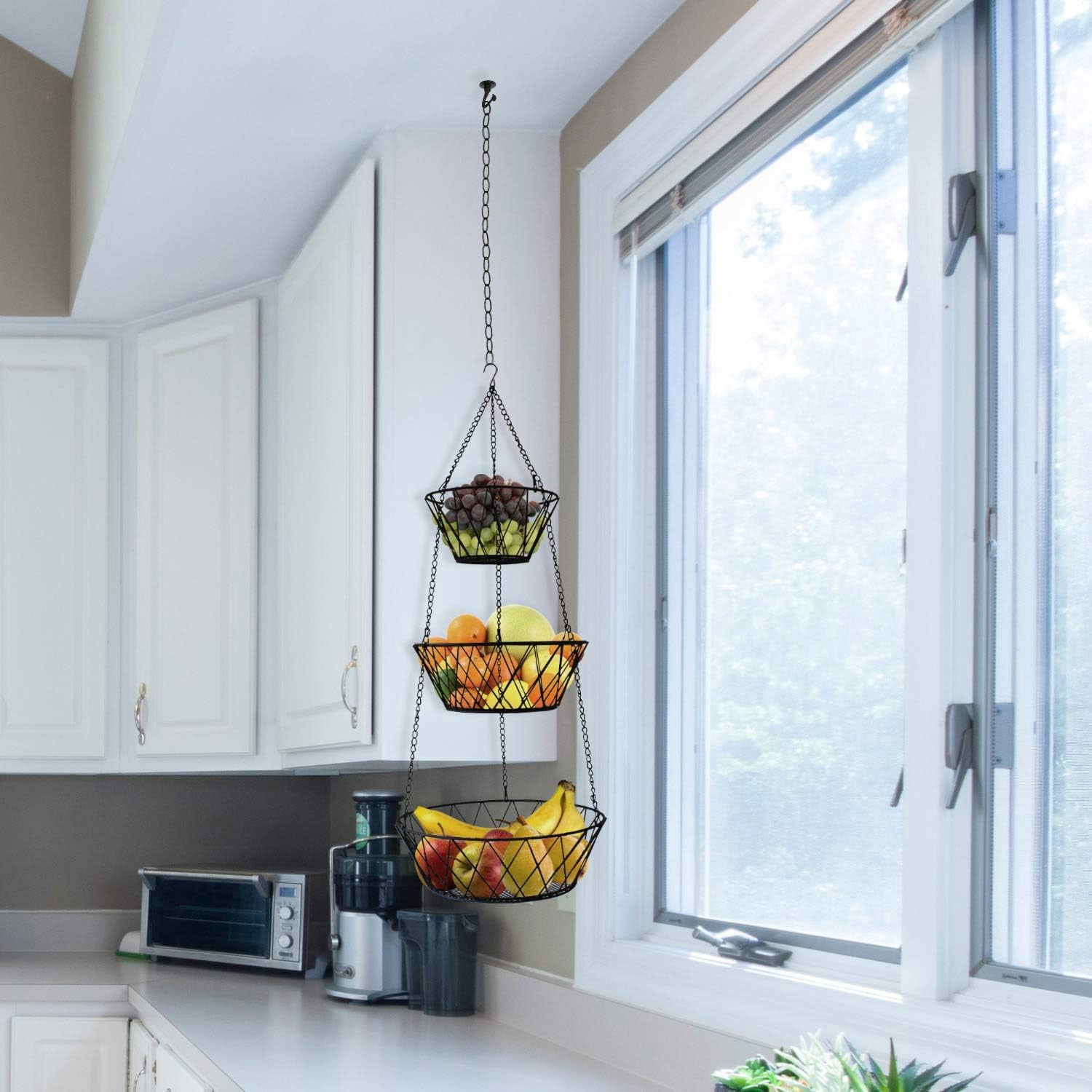 Heavy Duty - 3 Tier Hanging Kitchen Bronze Fruit Basket