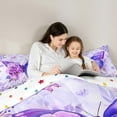 thumbnail image 5 of Castle Fairy Teenagers Purple Floral Flying Butterflies Full Size Comforter Sets 3-Piece,Chic Flower Rose Bedding Comforter Set,Spring Garden Dreamy Princess Lightweight Bedding Sets, 5 of 8