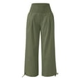 thumbnail image 6 of QUYUON Sweatpants Women Deals Loose Wide Leg Pants High Waisted Straight Tube Cotton Linen Casual Pants Pants Women Full Length Pant Leg Dressy Style P7283 Green L, 6 of 7