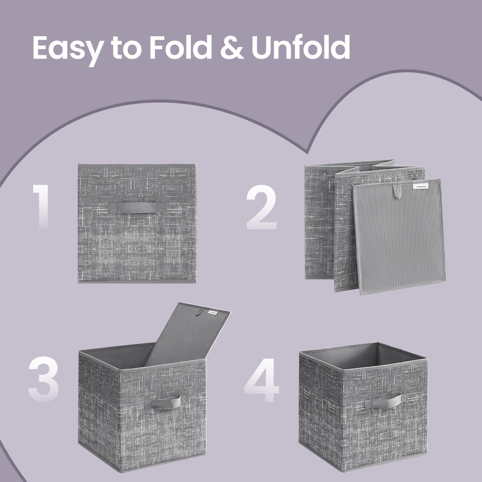 LEDREM 11.8" Storage Cube Organizer 6-Pack Foldable Fabric Bins with Handles, Cube Shelves Organizer for Clothes, Toys, Cattail Gray