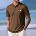 thumbnail image 2 of FRSASU Stretchy Golf Dress Shirts for Men Button Down Short Sleeve T-Shirts Fitted Collared Tees Business Casual Tops Brown-B, 2 of 5