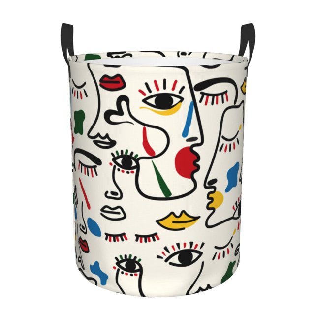 Balery Aabstract Eyes Cesta de ropa redonda con asas, impermeable, independiente, para ropa, juguetes, dormitorio y familia-Small