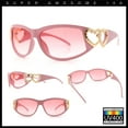 thumbnail image 2 of Womens Diva Wrap Around Double Heart Jewel Hinge Plastic Fashion Sunglasses All Pink, 2 of 7