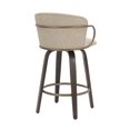 thumbnail image 3 of Mid-Century Faux Leather, Wood and Metal 26" Counter Stool with Swivel, Set of 2 - Ivory, Brown and Aged Gold, 3 of 7