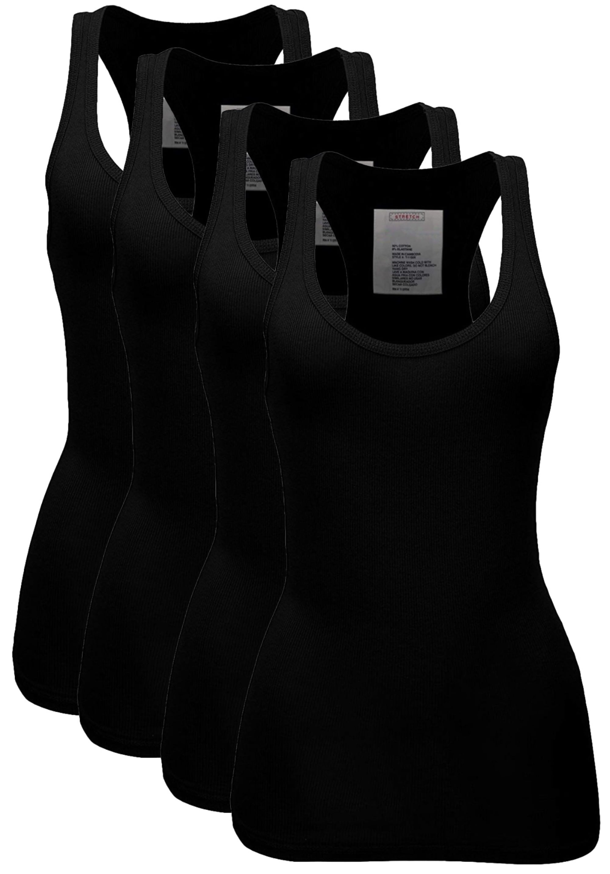 ClothingAve. Women's Stretchy Ribbed Knit Racerback Tank (Multipack