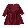 thumbnail image 4 of Tulle Dress Tea Party Dresses For Girls Toddler Dress Long Sleeve Baby Little Girls Dresses Ruffle Fall Winter Dresses for Girls Casual Party Birthday Dress Wine 7 Years, 4 of 9