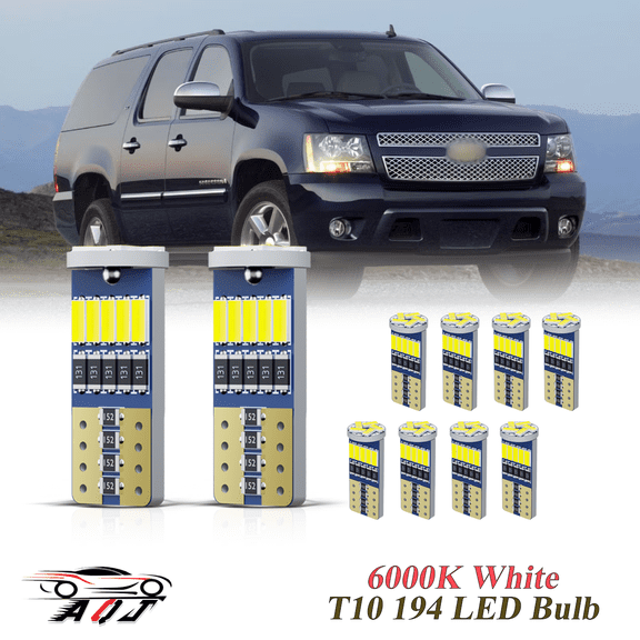 T10 LED Bulb for 2007-2014 Chevrolet Suburban 1500, 194 168 W5W 2825 6000K White Super Bright, License Plate Light Map Dome Light Door Light Trunk Light Interior Lights Replacement Pack of 15