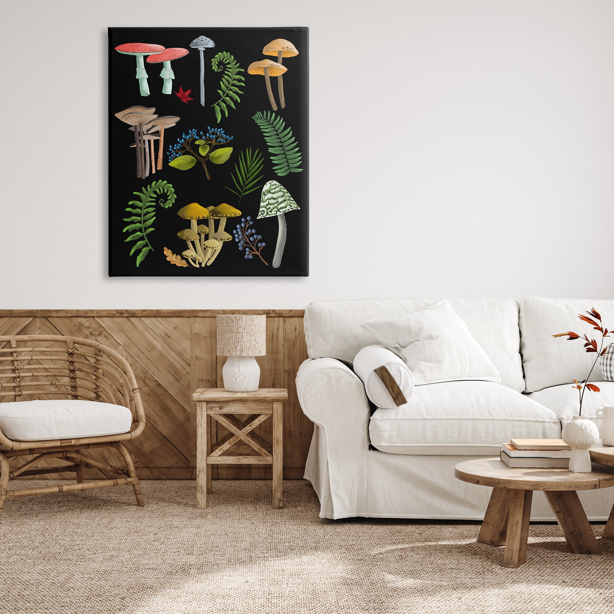 Stupell Industries Forest Mushrooms & Plants Botanical & Floral Painting Gallery Wrapped Canvas Art Print Wall Art, 36 x 48