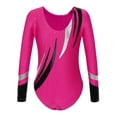 thumbnail image 2 of IEFIEL Girls Long Sleeves V Neck Shiny Glitters Gymnastics Dance Leotard,Sizes 6-16 Hot Pink 12, 2 of 7