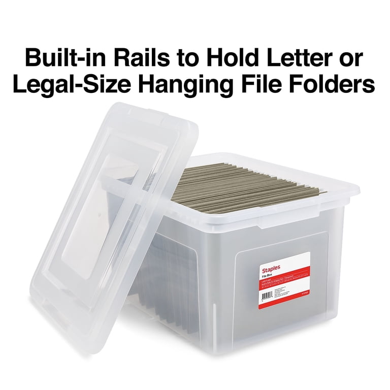Staples Plastic Hanging File Storage Box, Clear, Stackable photo 3