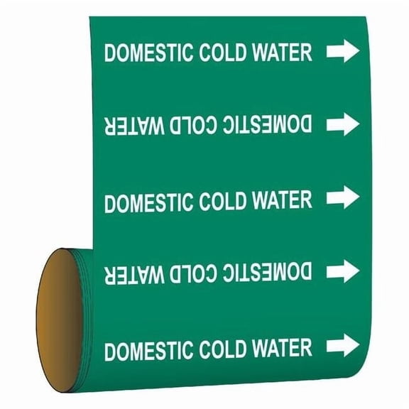 Brady Pipe Marker,Domestic Cold Water,Grn, 41458 41458