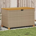 thumbnail image 1 of vidaXL Garden Storage Box Beige 110x55x63 cm Poly Rattan Acacia Wood, 1 of 5