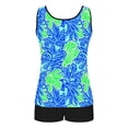 thumbnail image 5 of VEKDONE Womens Tankini Bathing Suits Two Piece Floral Print Tummy Control Swim Tank Top with Boyshorts Hawaiian Beach Tankinis Swimsuits Blue XXL, 5 of 6