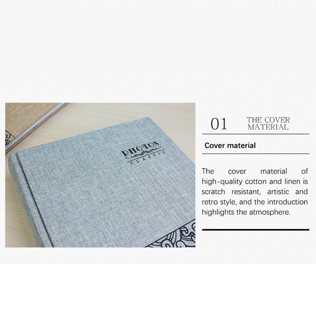 facefd Linen Photo Album Portable Replacement PP Pocket 50 Pages 100 Insert 6inch Protective Family Couple Wedding Collect Book Green