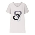 thumbnail image 4 of BLVB Valentines Day Shirts Women V Neck Cotton Linen T Shirts Casual Loose Summer Tops for Women Short Sleeve Blouse, 4 of 5