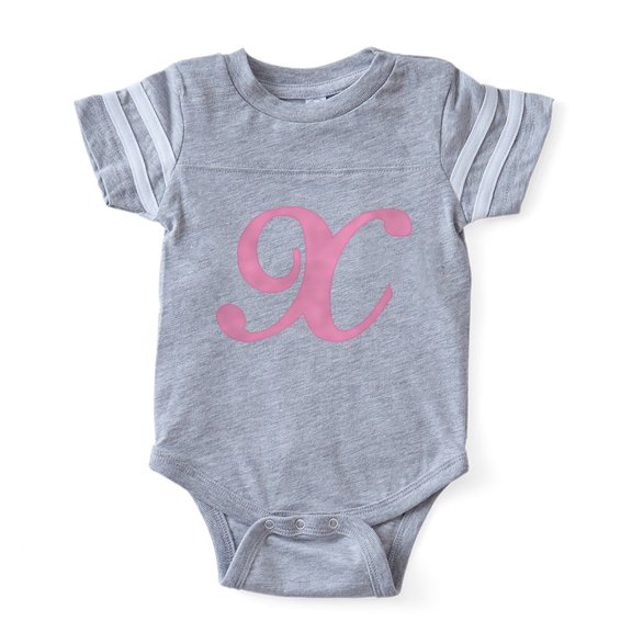 CafePress - X Pink Initial_Tr - Cute Infant Baby Football Bodysuit