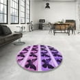 thumbnail image 4 of Ahgly Company Machine Washable Indoor Round Transitional Violet Purple Area Rugs, 8' Round, 4 of 7