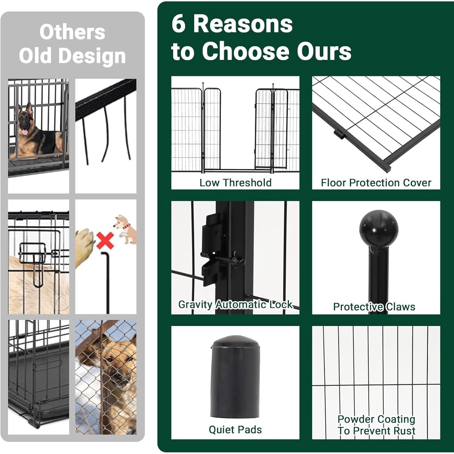 Roromall Dog Playpen Indoor/Outdoor,40"H x 32"W 8 Panels Pet Play Pen, Stress-Free and Safe Play, Portable Metal Pet Exercise for Rv Camping Garden Yard, Quick Install