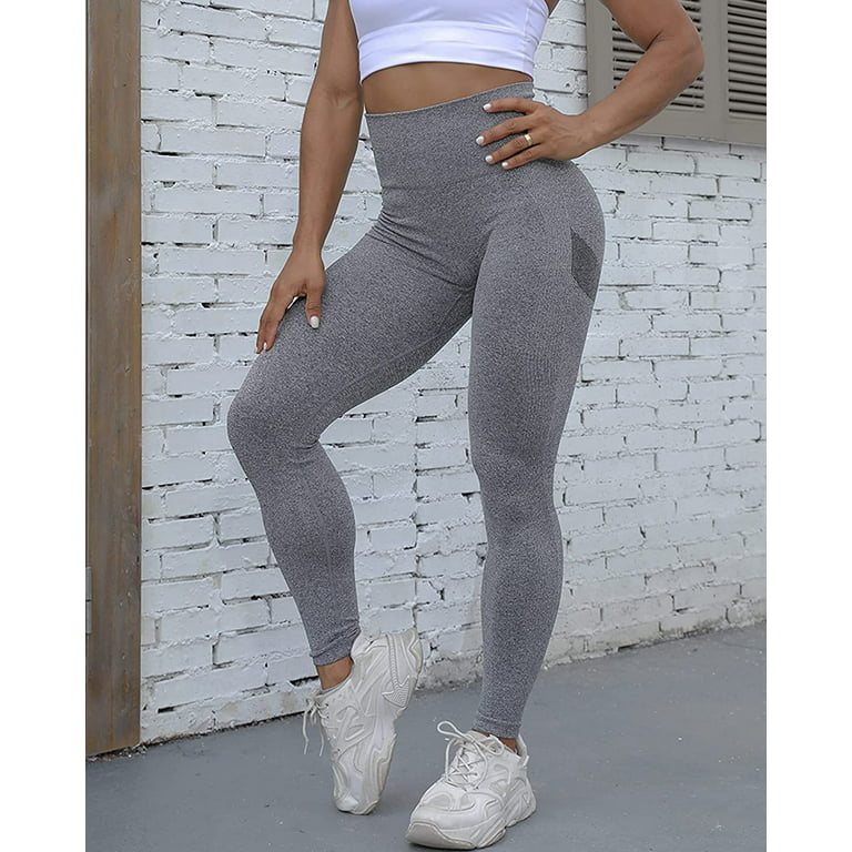 Buy TSUTAYA Seamless Workout Leggings for Women High Waisted Butt Lifting  Tummy Control Compression Yoga Pants Grey XL at