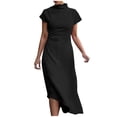thumbnail image 2 of Antinious Ladies Summer Dress,Elegant Dresses for Women,Casual Dresses for Women Short Sleeve Solid Dresses,Black,S, 2 of 5