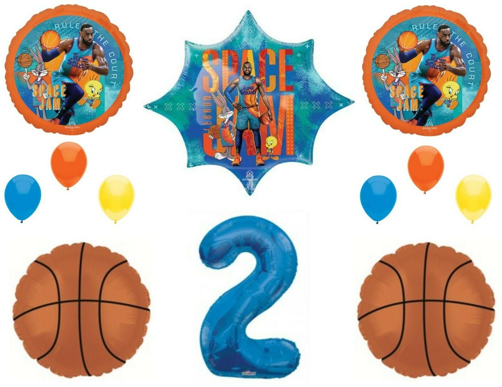 Cake Toppers Balloons Space Jam Party Supplies Basketball Birthday Party Supplies for Boys and Girls Space Jam Birthday Party Decorations Include Happy Birthday Banner Hanging Swirls