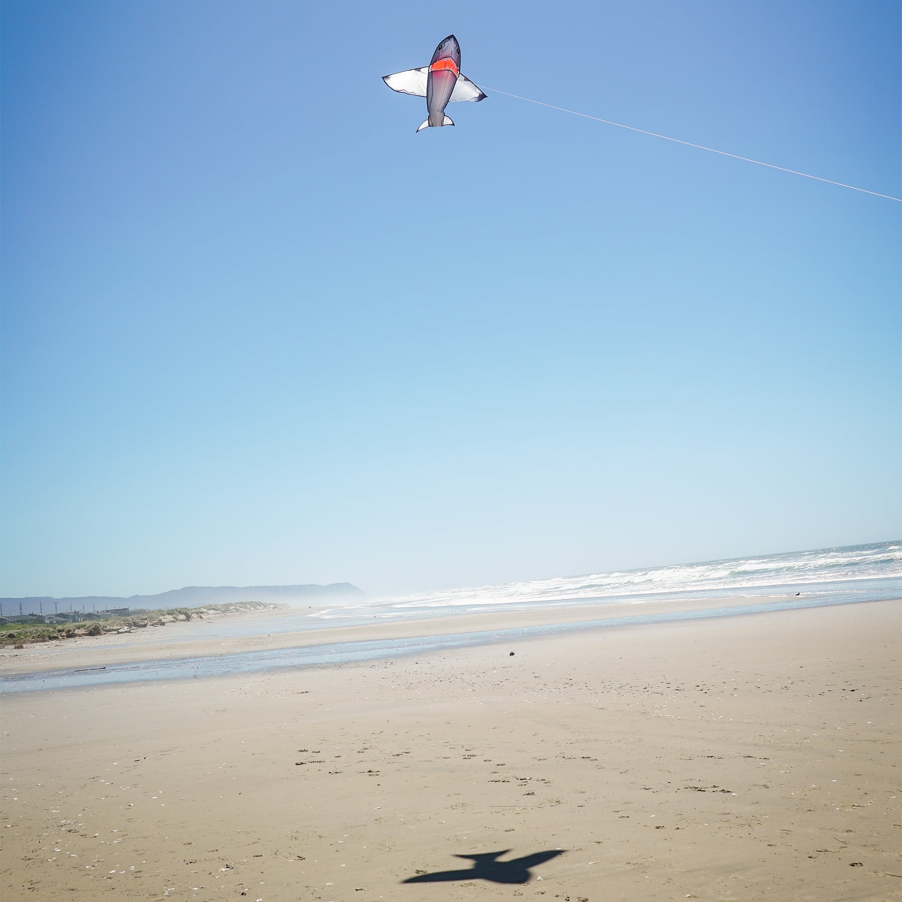 In the Breeze 3383 — 5-foot Realistic Shark Kite — Printed 3D Shark Kite with Applique Teeth, Easy-Flying; ; Kite Line Included