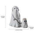 thumbnail image 3 of Liamobondopolis Whimsical Ghost Dog Resin Figurine with Leashed Mini Floral Ghost for Halloween Tabletop Fireplace Mantel Fall Seasonal Decor 6.1 In, 3 of 5