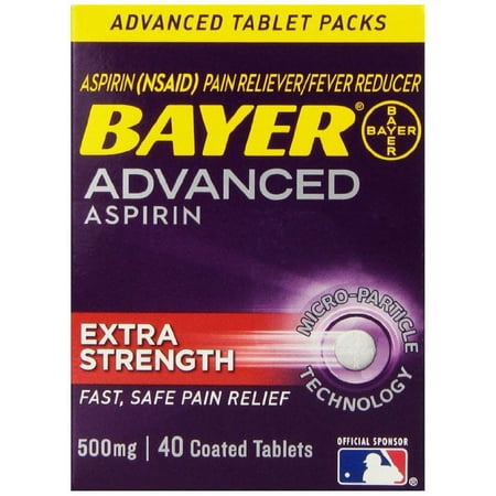 3 Pack Bayer Advanced Extra Strength Aspirin, 500 mg, 40 Count Each