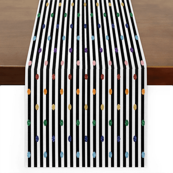 Qzaxky Table Runner Boho Table Runner Colorful Polka Dot Bohemian Boho Outdoor Table Runner Decoration for Indoor Outdoor Home Dinner Party Wedding Decor 13 x 36 Inch
