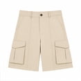 thumbnail image 2 of WOYY Girls Cargo Shorts Kids Unisex School Uniform Khaki Shorts with Pockets, Sizes 5-15, Khaki, 2 of 8
