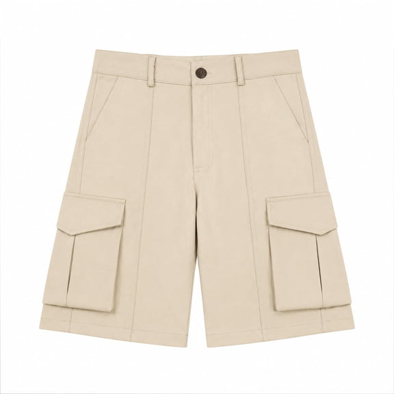 YMNXA Kids Boys Girls Cargo Shorts Button Elastic Waist Solid Color Wide Leg School Uniforms Stretch Shorts With Pockets For Everyday Wear,Khaki,9-10 Years
