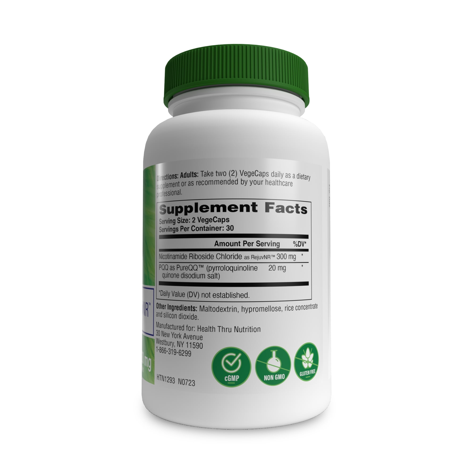 NR with PQQ | 300mg Nicotinamide Riboside (RejuvNR) and 20mg PQQ as PureQQ |NAD+ Activator and Mitochondria Maximizer | Certified Vegan Non-GMO | 3rd Party Tested | Pack of 60 by Health Thru Nutrition